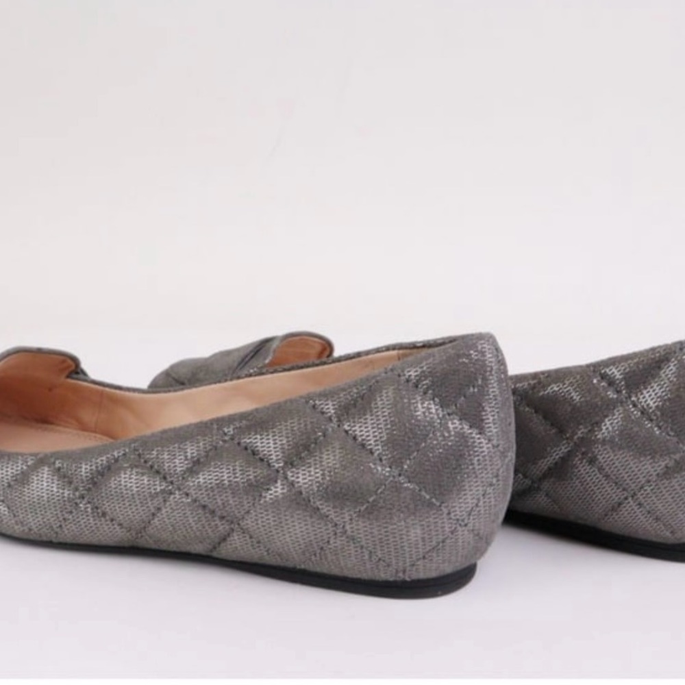 TORY BURCH Leila Quilted Metallic Flat, Size 8.5, Like New - Picture 2 of 9